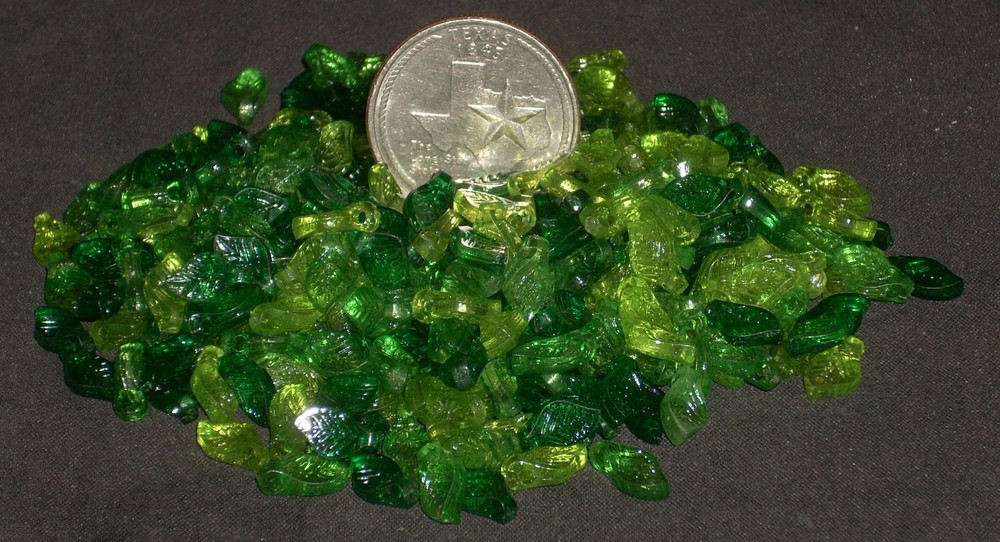 @300 Leaf Green Beads -@ 5/16 - Three Tones - Side Hole - Mini Tree Beading 4161