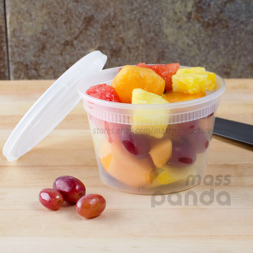 16 oz Heavy Duty Medium Round Deli Food/Soup Plastic Containers w/ Lids BPA free