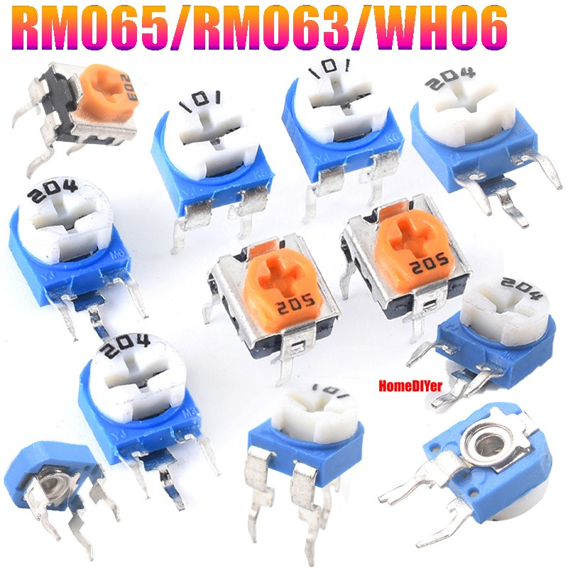 RM065/RM063/WH06 Potentiometer Horizontal/Vertical Variable Trimmers 100~2M ohm
