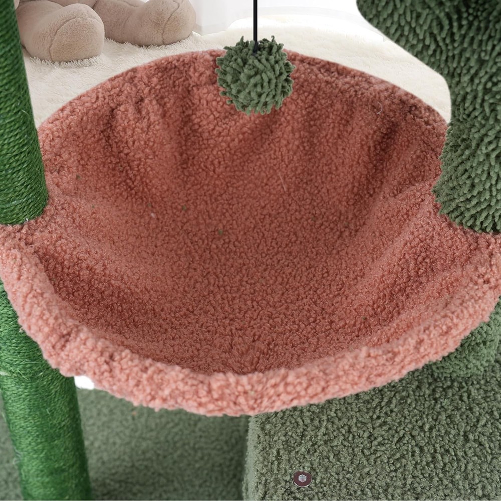 Chic 37.4" Cactus Cat Tree: Multi-Level Tower with Cozy Hammock & Scratching Pad