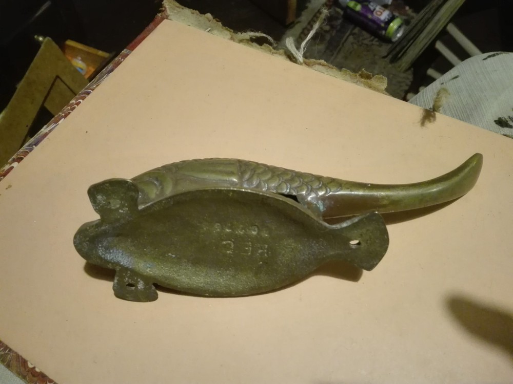 RARE - Antique Front Door Knocker BRASS FISH
