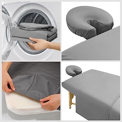 6 Set Microfiber Massage Table Sheet Set 3 Piece Spa Bed Sheets Set Grey