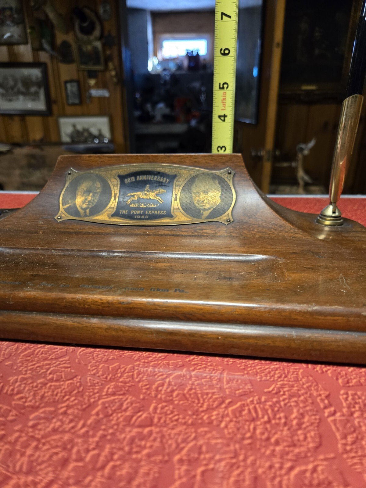 Old 1940 Pony Express Presentation Sheaffer Pen Desk Set Roosevelt Rock Glen PA