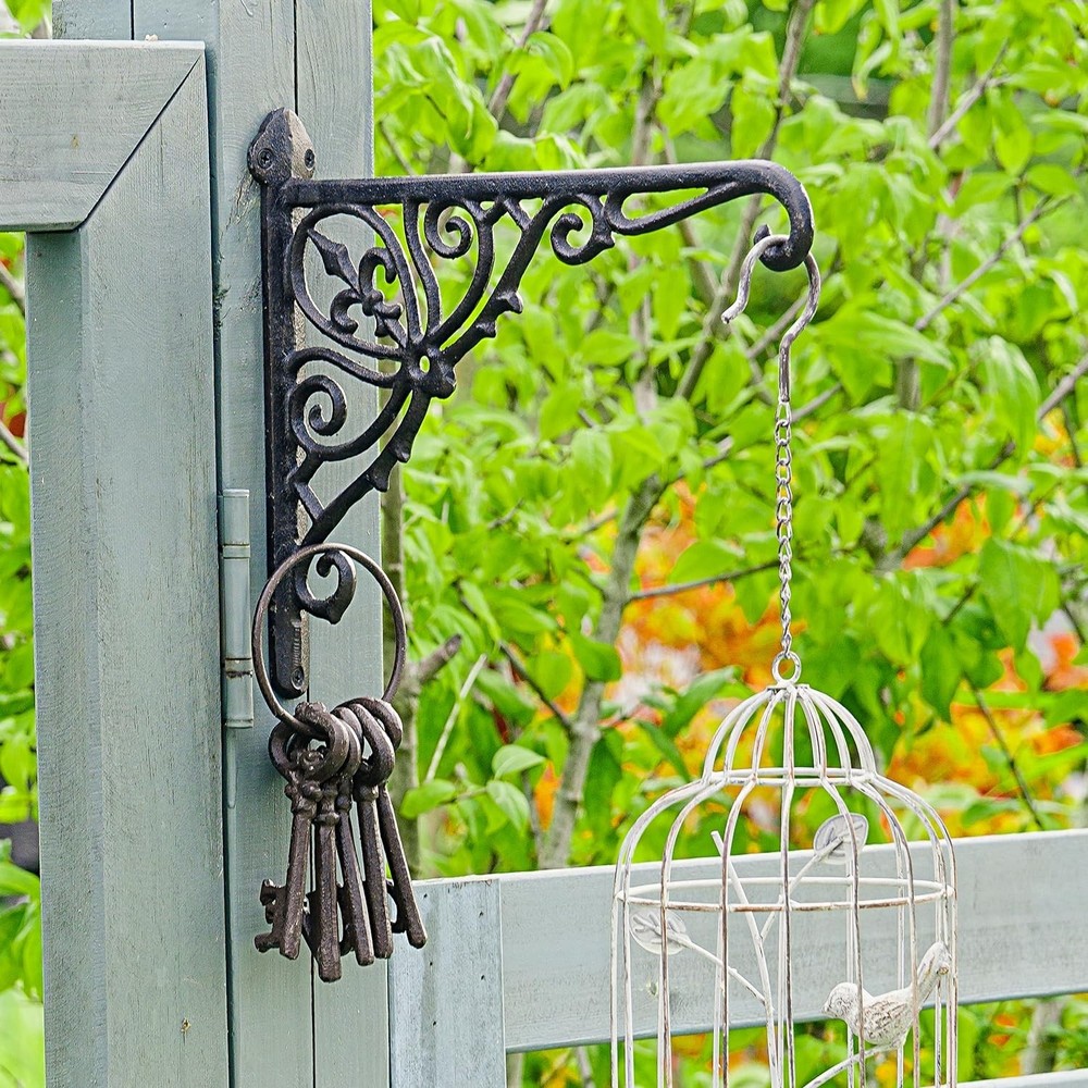 Sungmor Decorative Cast Iron Wall Bracket for Hanging Baskets – 2 Pack Hea