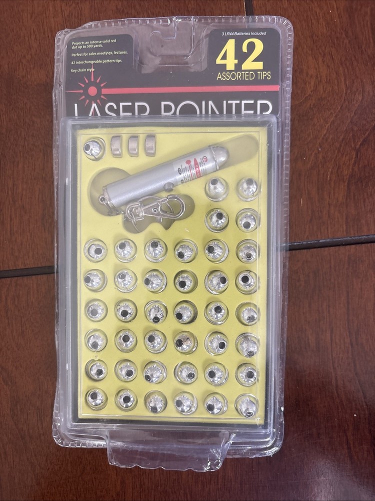 Laser Pointer Keychain with 42 Interchangeable Asst. Pattern Tips