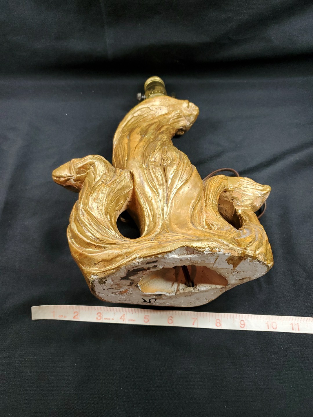 MCM 14" Lamp Base Mid Century Modern Plaster Drift Wood 3D Table Sculpture VTG *