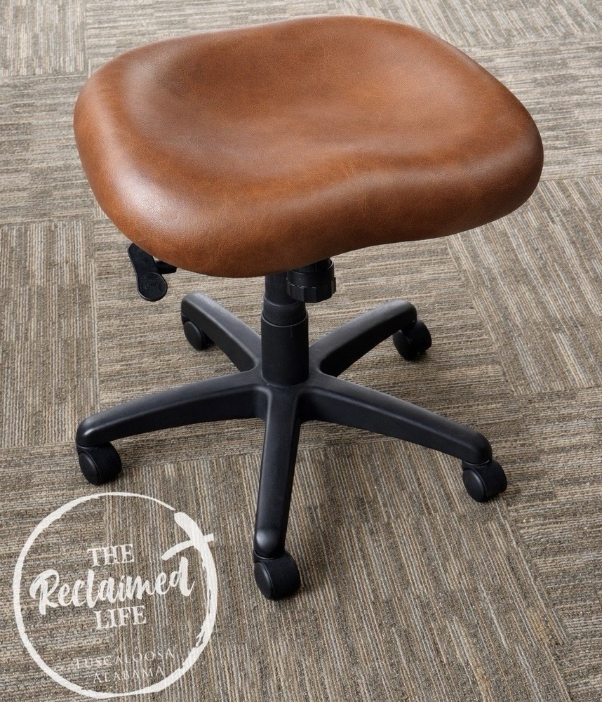 Chiropractor Rolling Stool On Casters, Height Adjustable Saddle Seat