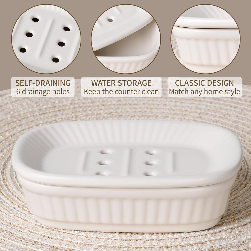 White Bathroom Accessory Set 5PCS,Ceramic Bathroom Accessory Set