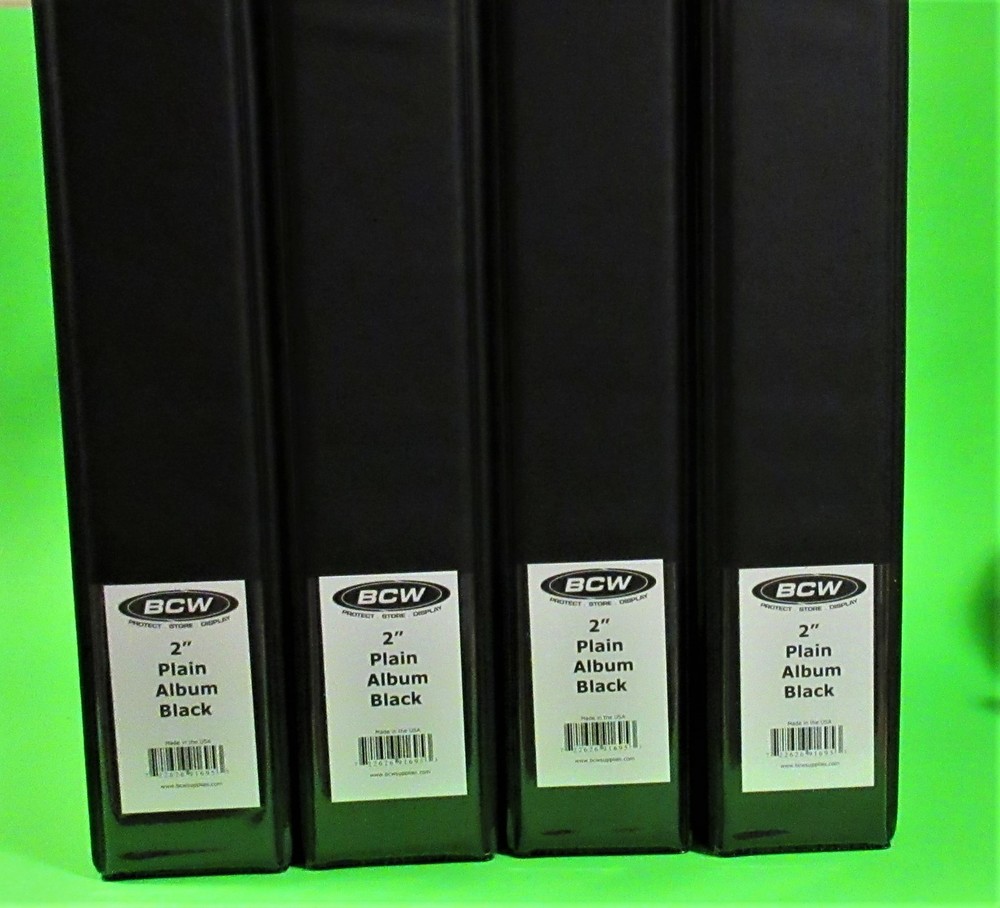 4 x BCW 2" ALBUM - PLAIN BLACK / 3 RING BINDER - HOLDS 60+ PAGES, FOR COLLECTORS