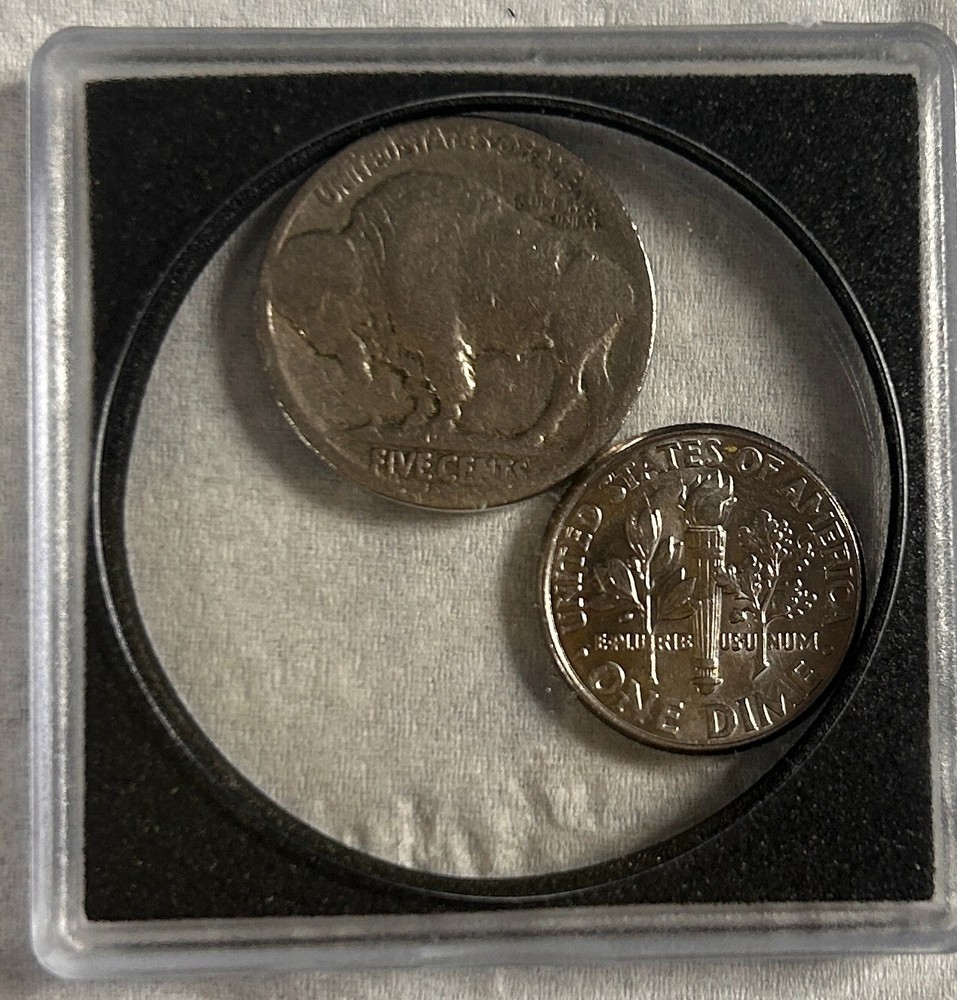 1999 D Roosevelt Dime and Buffalo Nickle (date unknown)