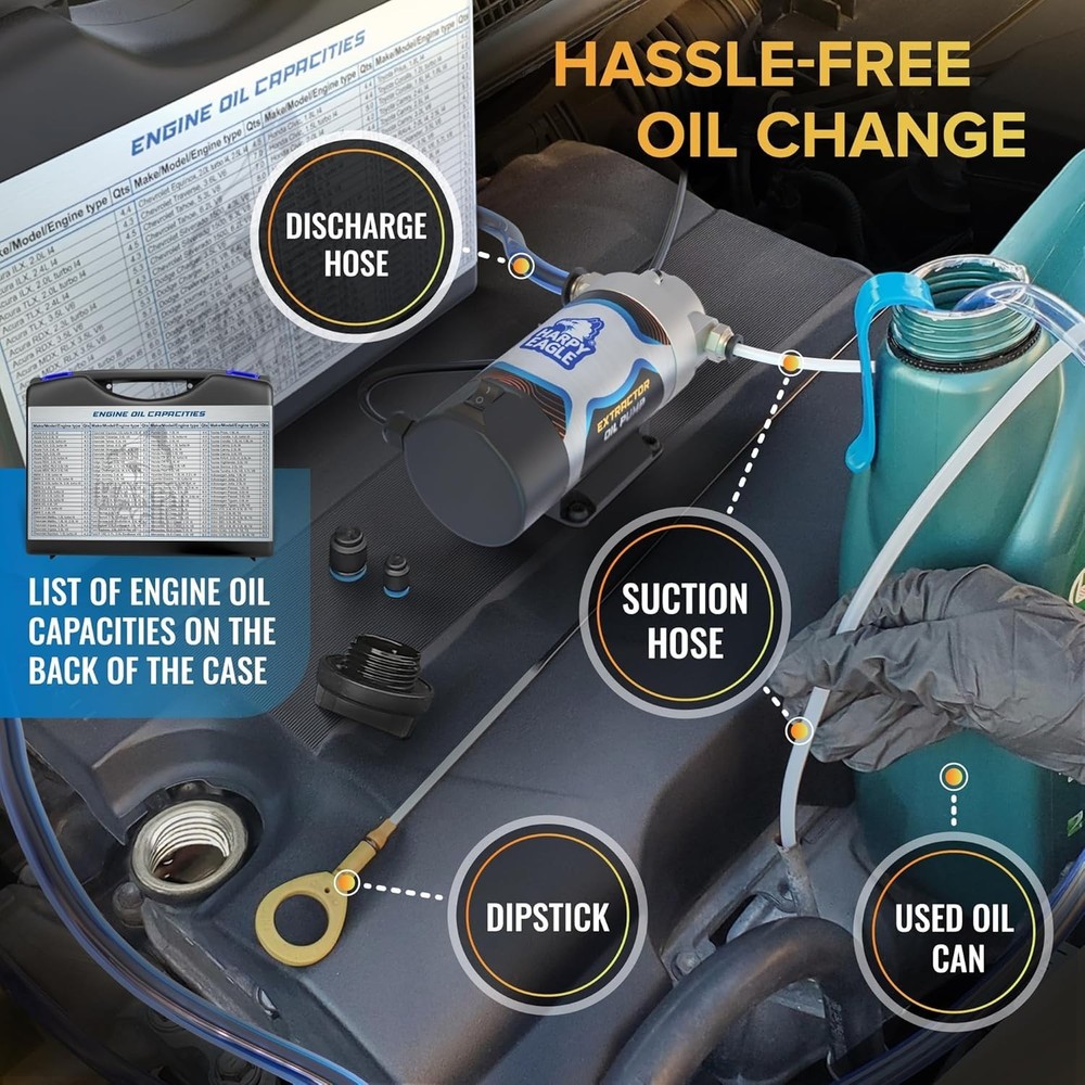 Durable Electric Oil Change Pump - 100W, Quick-Release Design & Safety Features