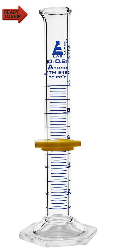 Graduated Cylinder, 10Ml - ASTM, Class a Tolerance ±0.10Ml - Protective Collar,