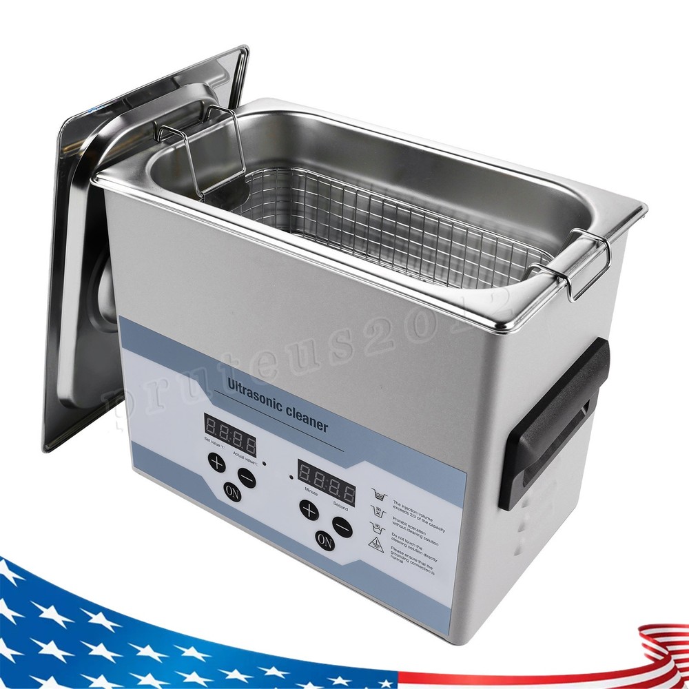 3.2L Ultrasonic Cleaner Heater Timer Basket Digital Sonic Heating Machine