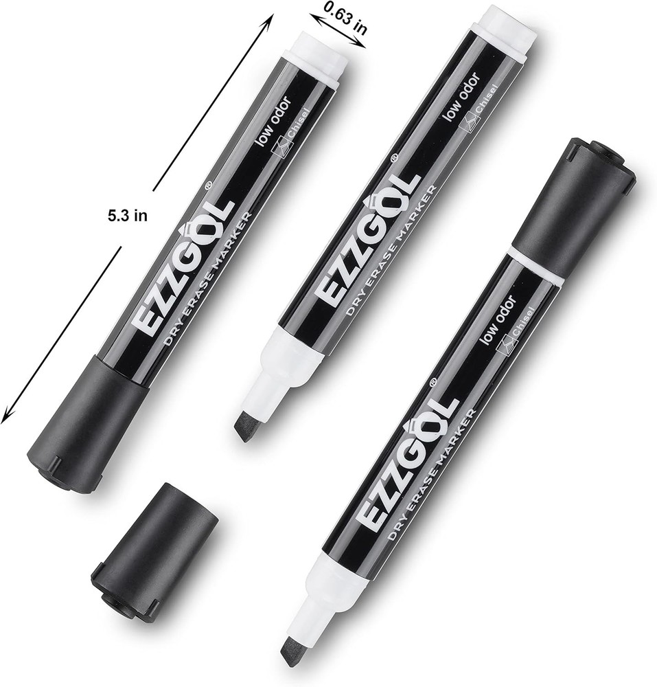 Professional 72 Pack Black Dry Erase Markers - Chisel Tip, Erasable Quality