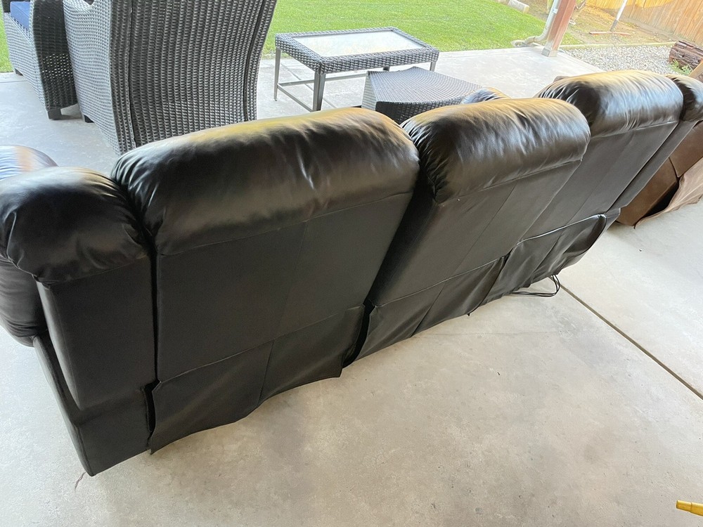 Double-Reclining Electronic 3-Seater Leather Sofa