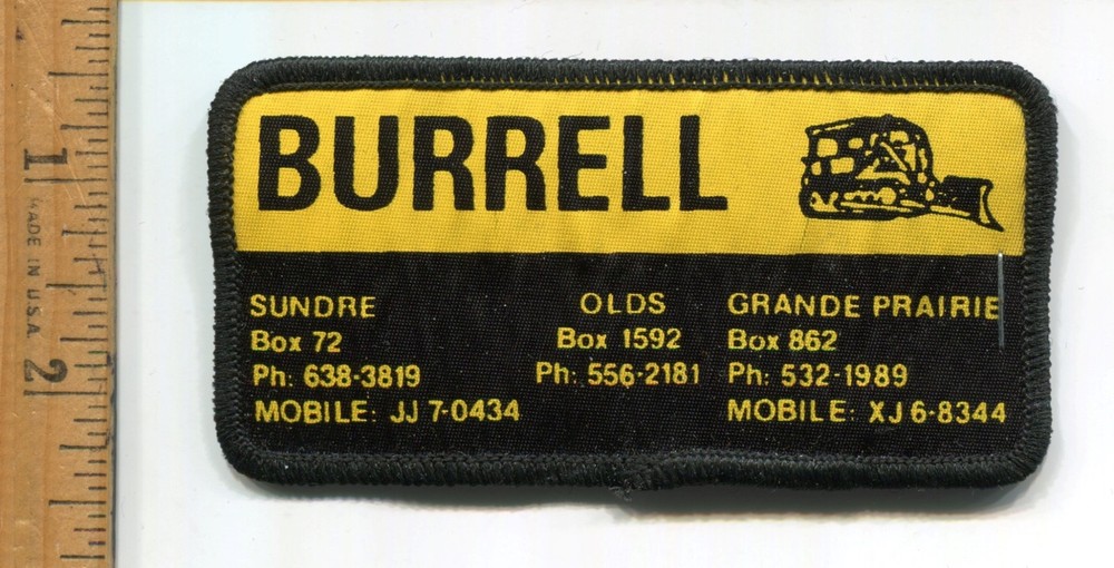 Vintage BURRELL CONSTRUCTION EQUIPMENT HAT / JACKET PATCH ADVERTISING
