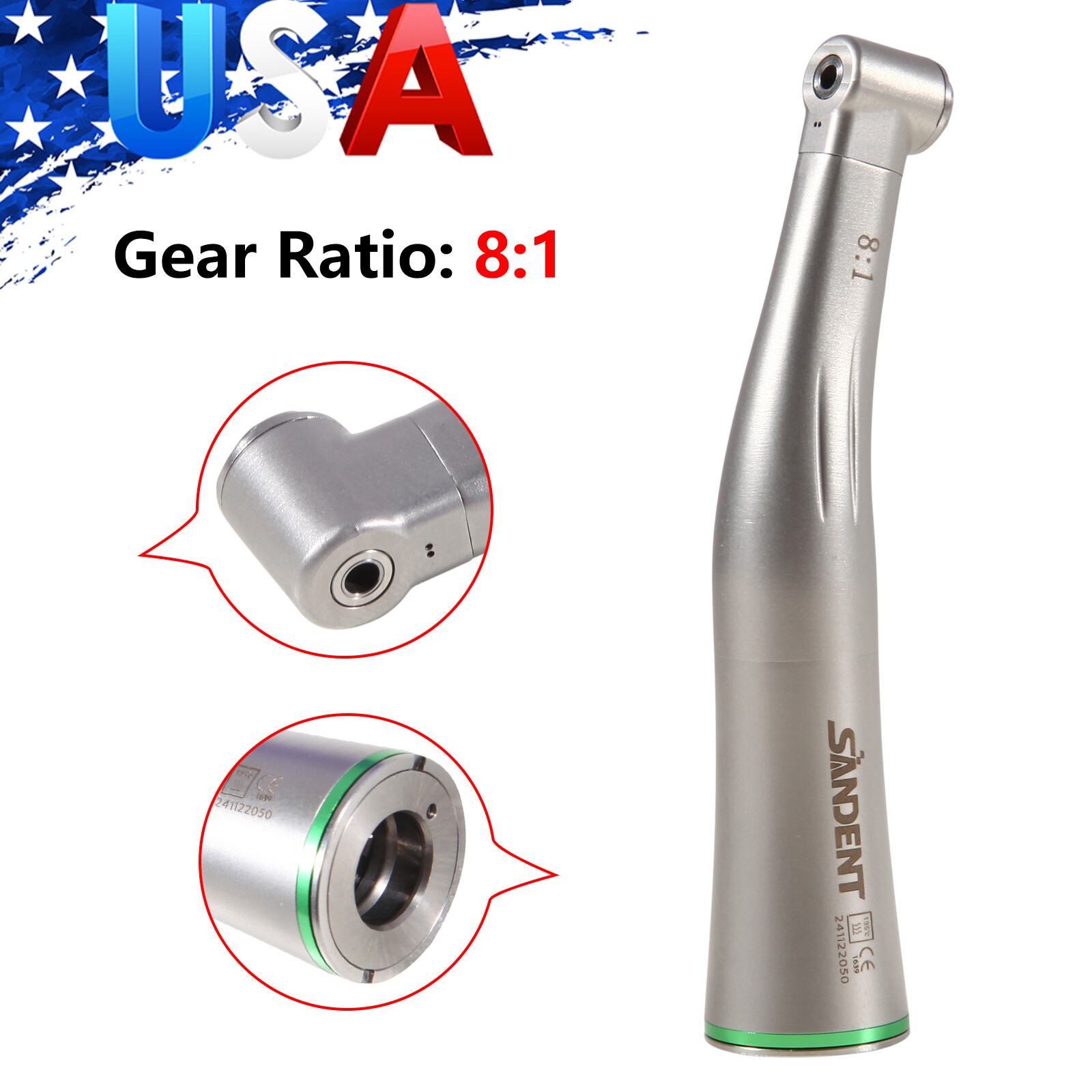 Dental Endo Handpiece 8:1 Contra Angle Endodontic Head For Dentsply E Type