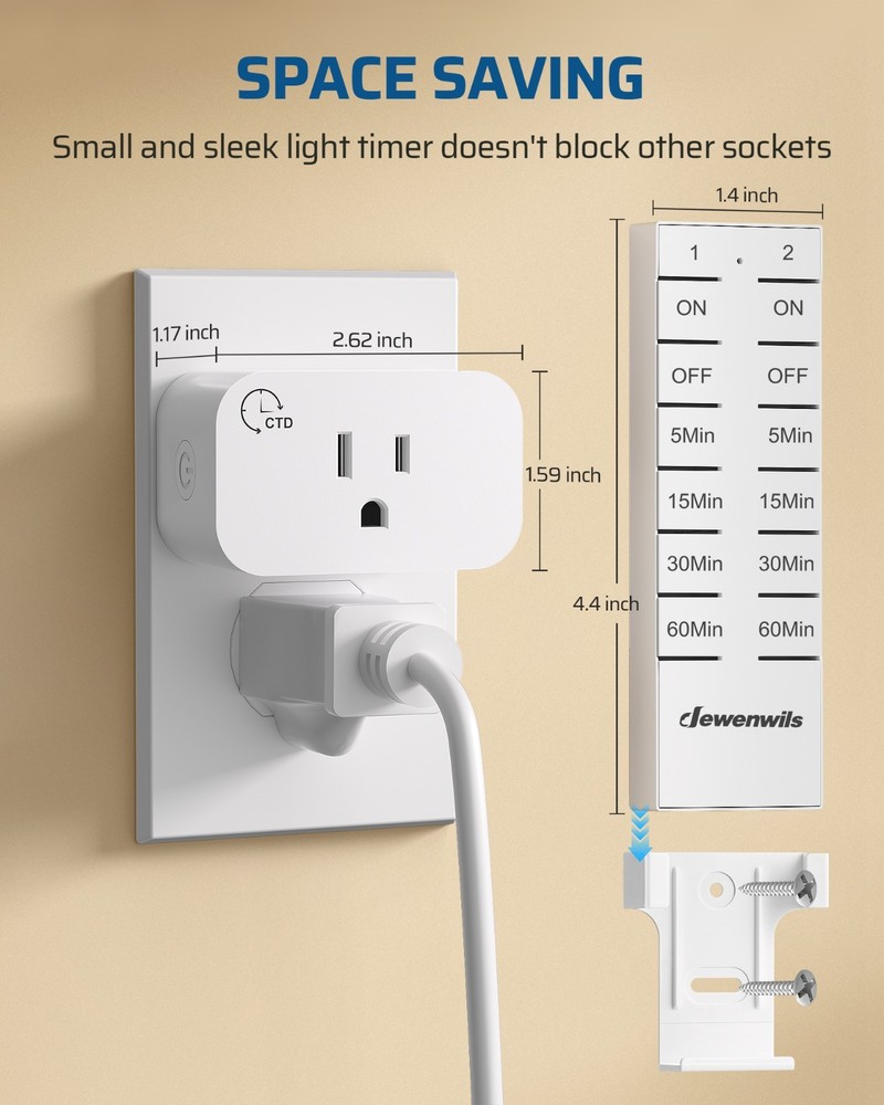 DEWENWILS Wireless Remote Control Outlet & Timer, Countdown Switch, No Wiring