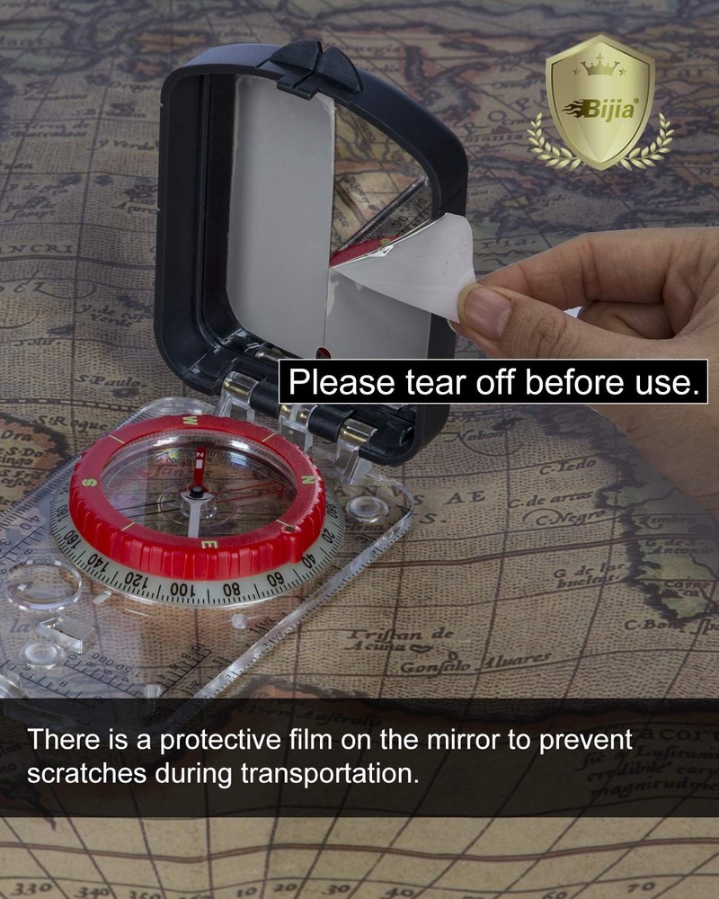 Orienteering Map Compass -Sighting Mirror Compass with Adjustable Declination,Cl