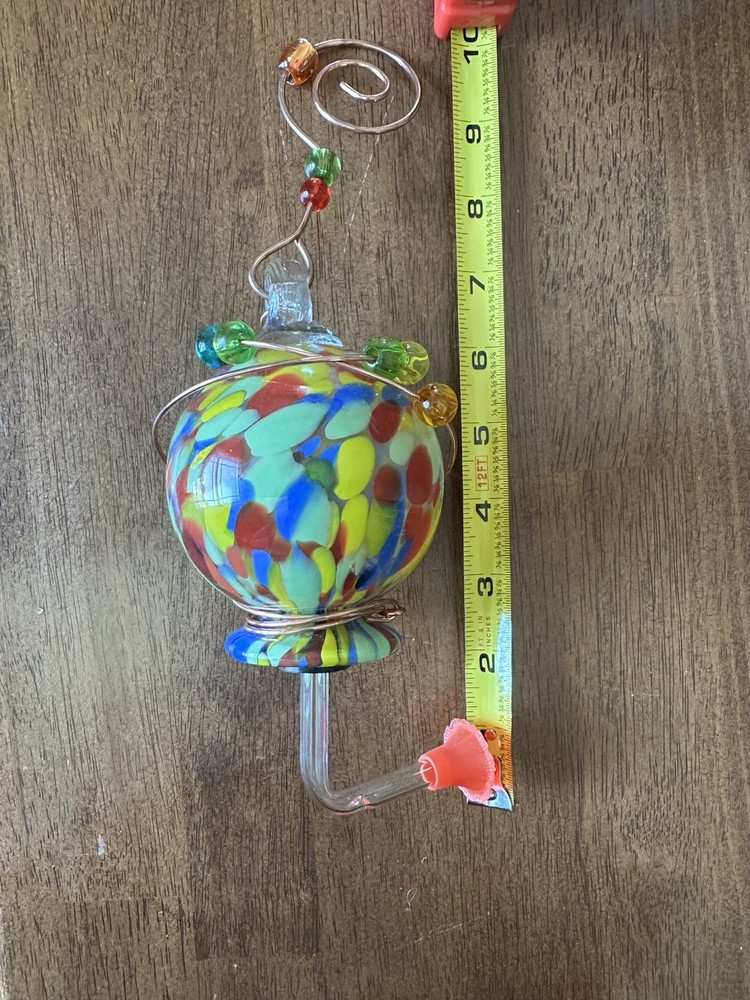 Multicolor Glass Orb Hummingbird Feeder