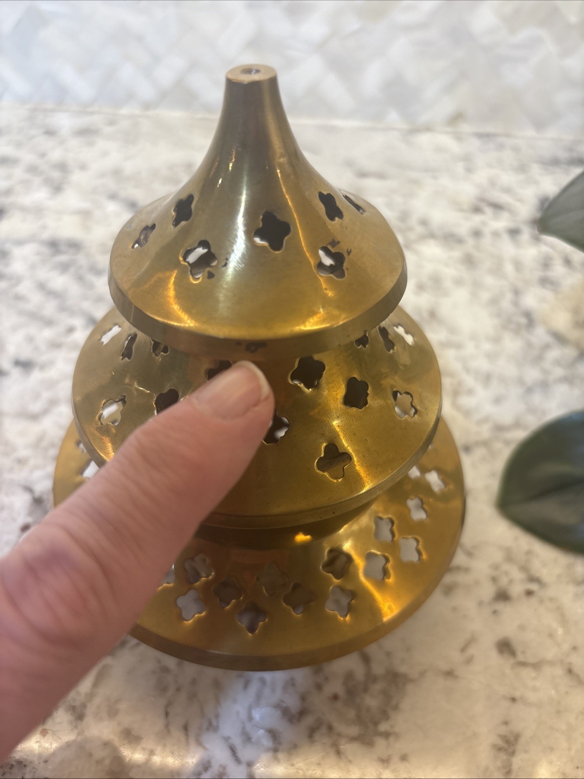 Pier One Brass Incense Burner Candle Holder Christmas Tree Shape luminary