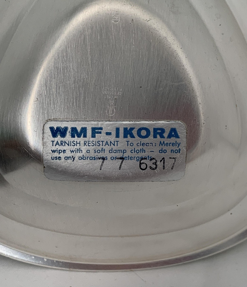 WMF Ikora Silver Plated Triangular Bowl 6" Germany Tarnish Resistant Vtg Flaw