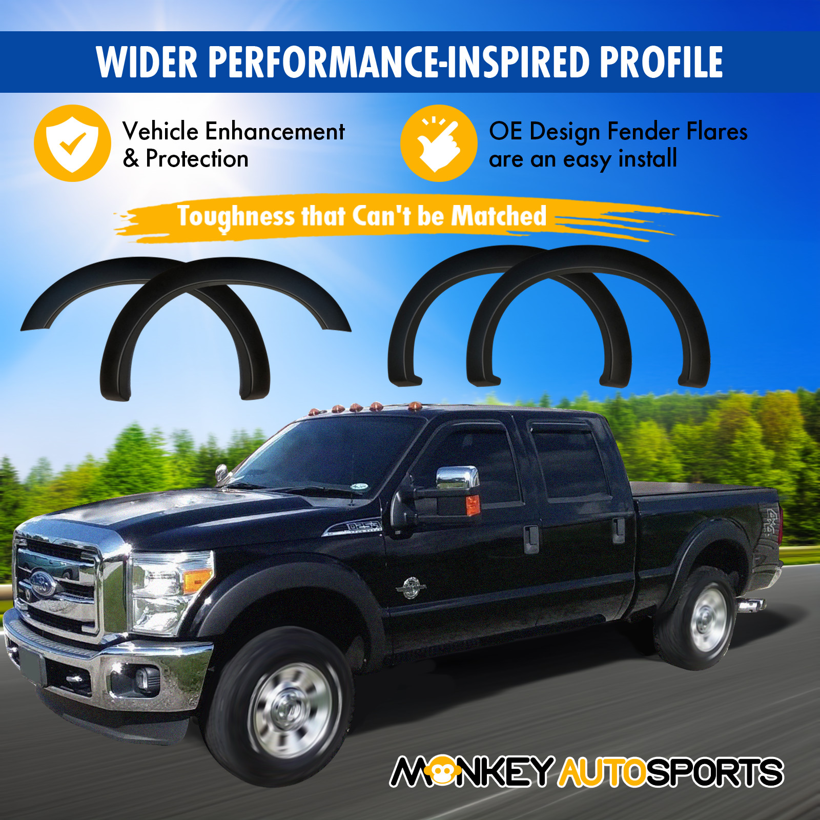 2011-2016 FORD F250/350 Factory/OE Design FENDER FLARES | NEW 4-PIECE SET