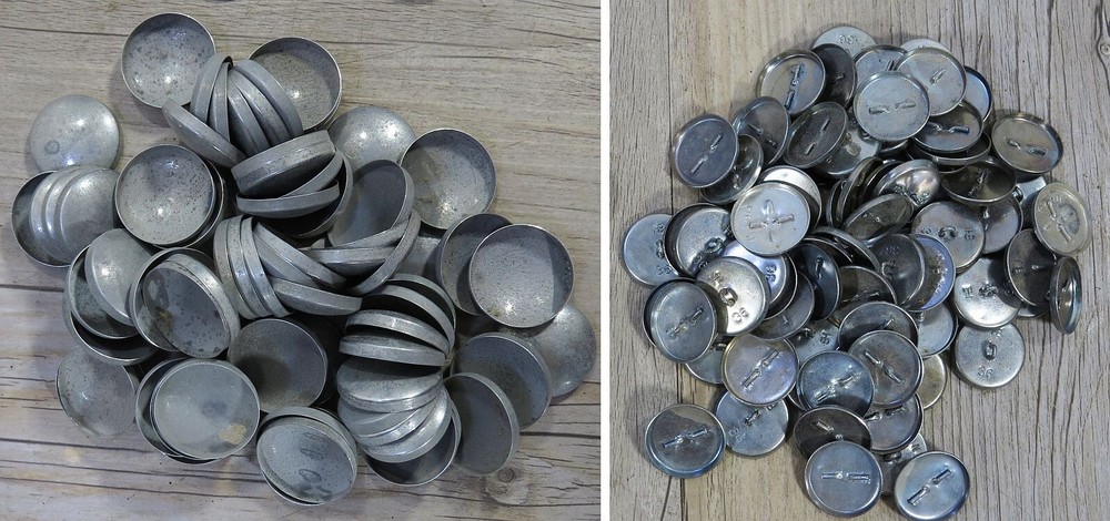 #36 (7/8") Button Shells & Wire Eye Bottoms For Upholstery