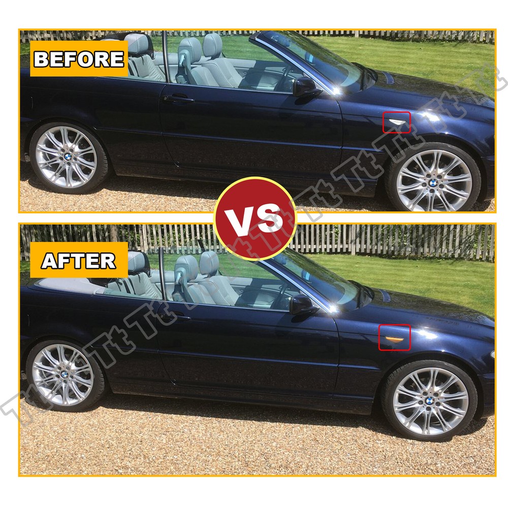 For 2004-2006 BMW E46 2D Coupe & Cabrio Sequential LED Smoked Side Marker Lights