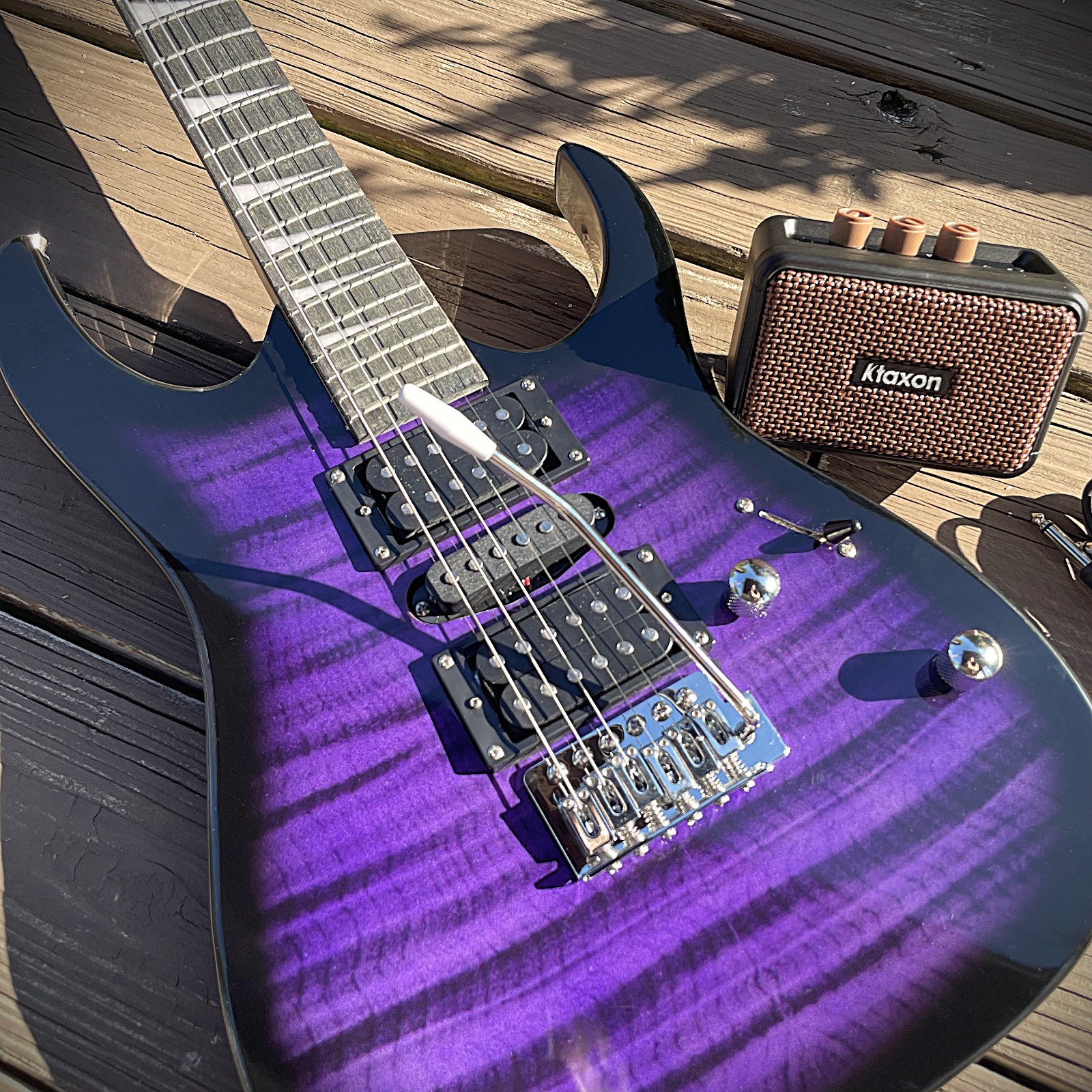 Full-Size Purple Electric Guitar and 5-Watt Amp Starter Package with Accessories