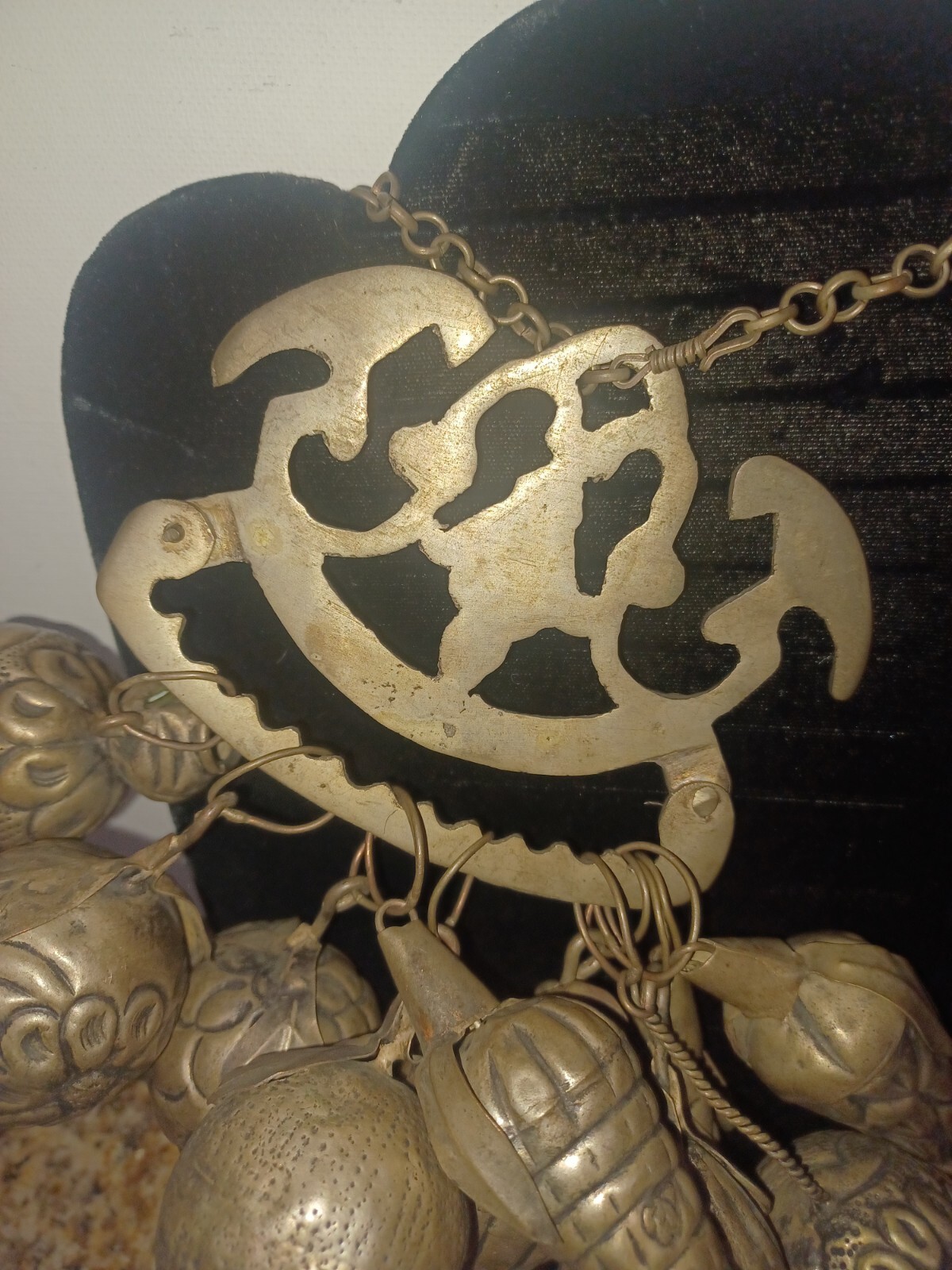 Brazilian Penca de Balangandan Silver on Brass 10 Charms Brazil