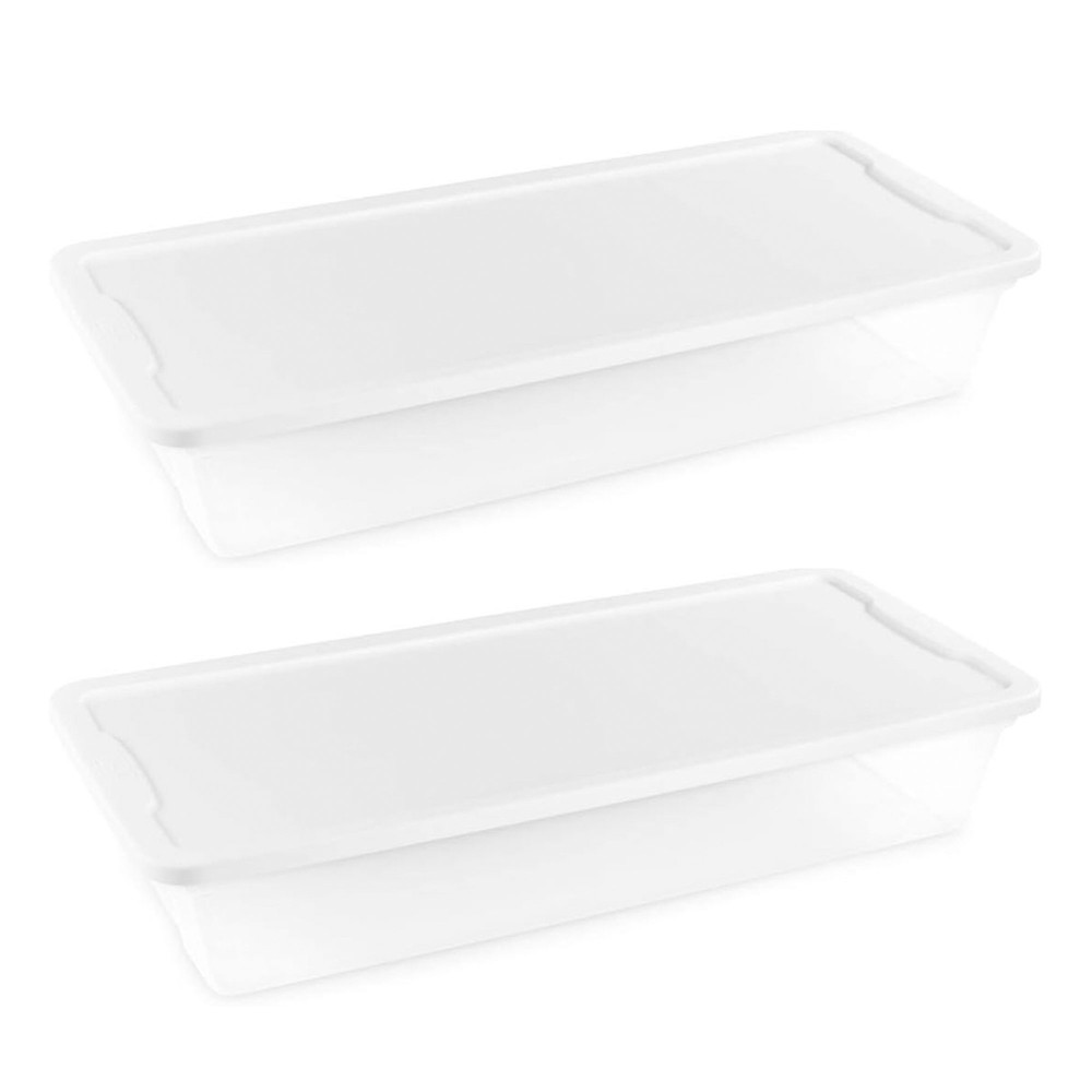 Homz Snaplock 41 Qt Stackable Plastic Container w/Latching Lid (2pk) (Open Box)