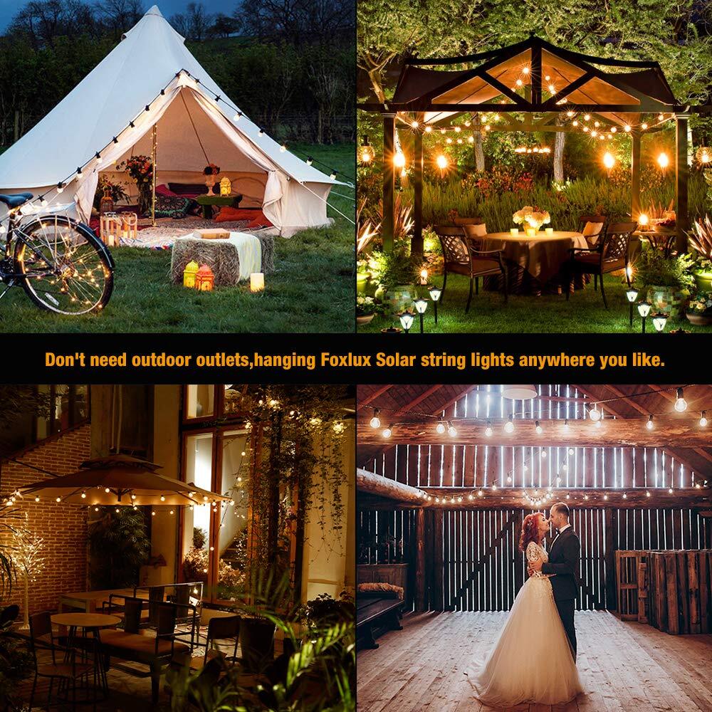 Solar String Lights - 48 Ft LED Outdoor String Lights - Shatterproof, Waterproof