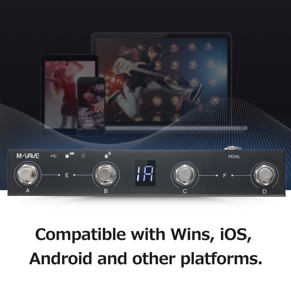 M-VAVE Wireless BT MIDI Foot Controller Pedal Rechargeable APP Control D4F1
