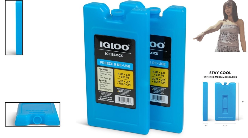 Igloo Medium Ice Block Duo - Compact, Leak-Proof Solution for Outdoor Fun