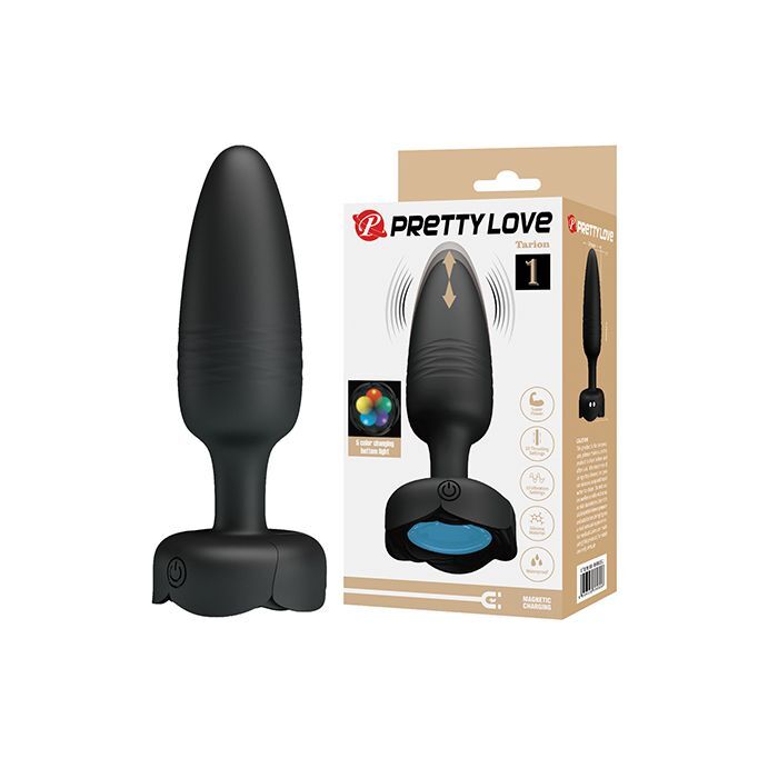 Pretty Love Tarion Thrusting Butt Plug w/Multi Color Bottom Led Light Black