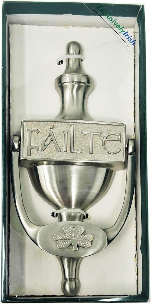 Door Knocker for Front Door Failte Shamrock Brass Knocker