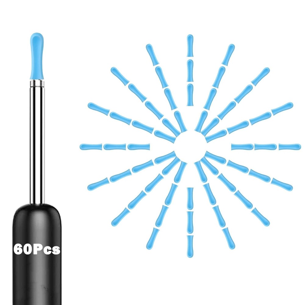 60 Pieces Ear Wax Removal Replacement Tips for Camera, Blue(60 Pieces)