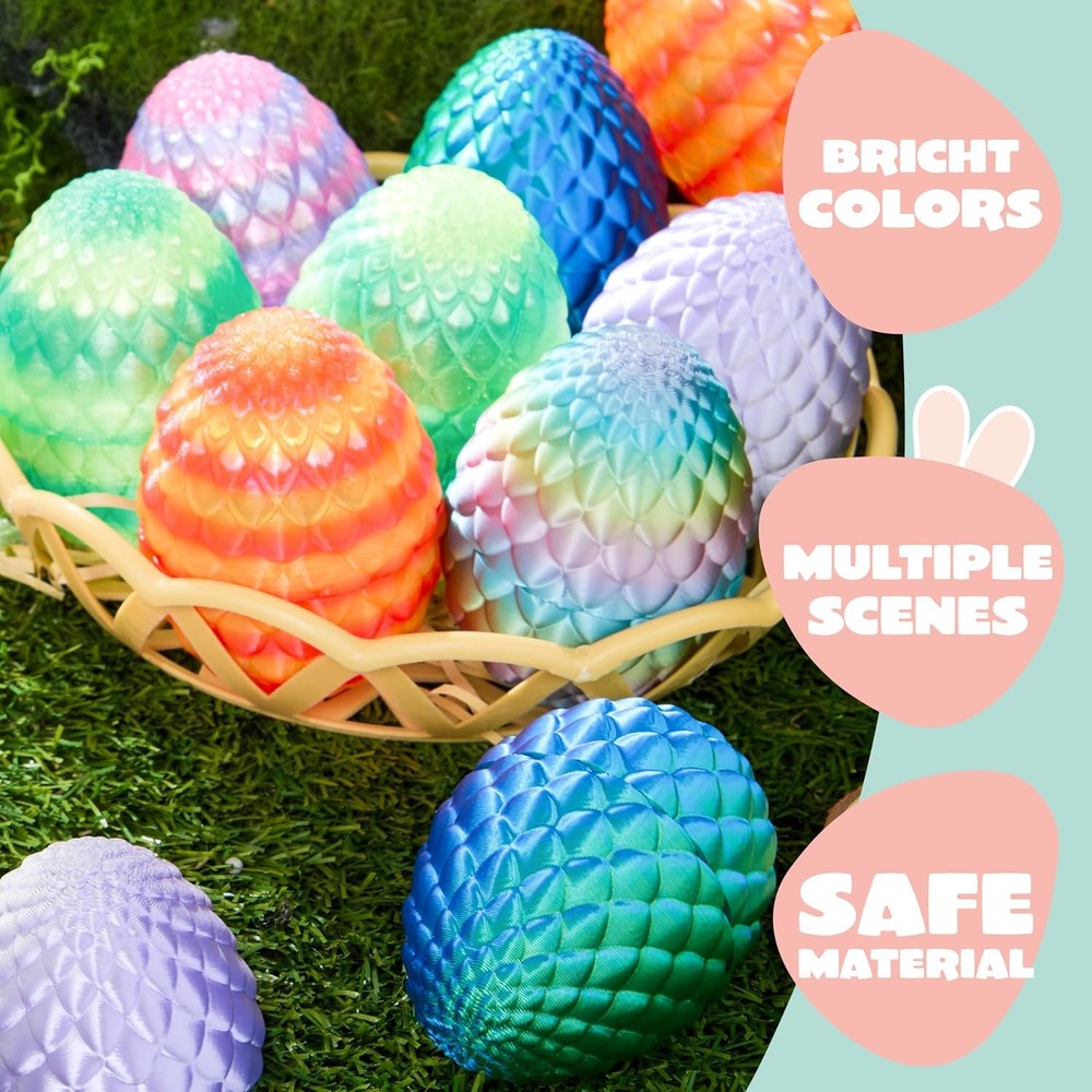 JOYIN 12 PCS Easter 3D Empty Eggs, 2.36" 3D Printed Dragon Empty Eggs Fillable E