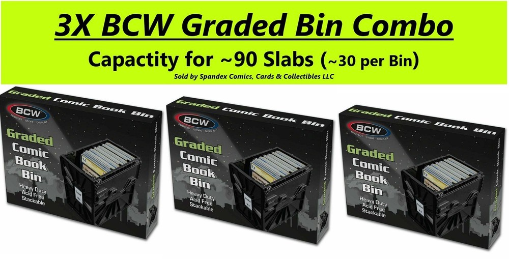 3X BCW Graded Certified Comic Book Storage Plastic Bin Stackable Box Heavy Duty