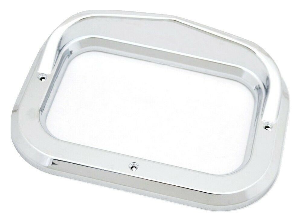 Rectangular Light Bezel with Visor Chrome Plastic 3 Screw 5 5/16" UP#10485 Pair