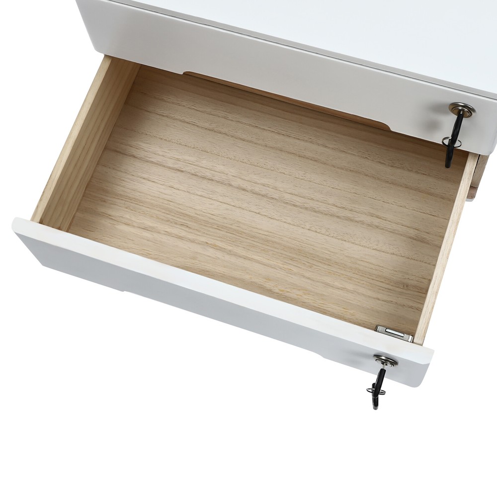 Compact Lockable 2-Drawer Wood Desktop Storage Cabinet with Keys