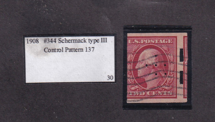 US #344 Schermack type III; control pattern 137  (117S)