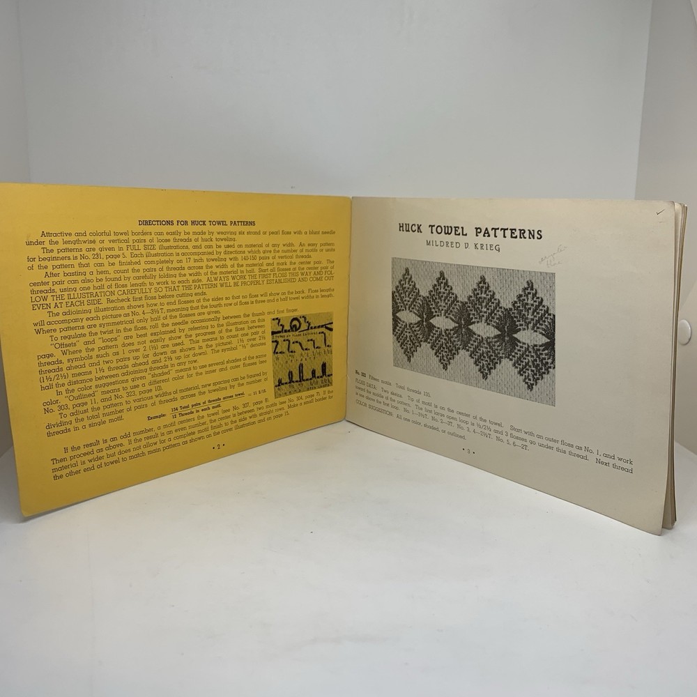 Huck Towel Patterns First & Second Series Booklets Mildred Krieg Vintage