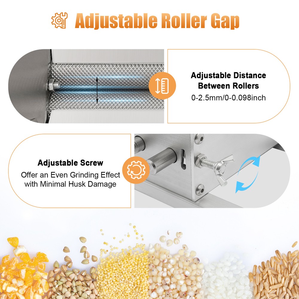 Manual Roller Grain Mill 4L Adjustable Low Speed Drill Corn Crusher Machine