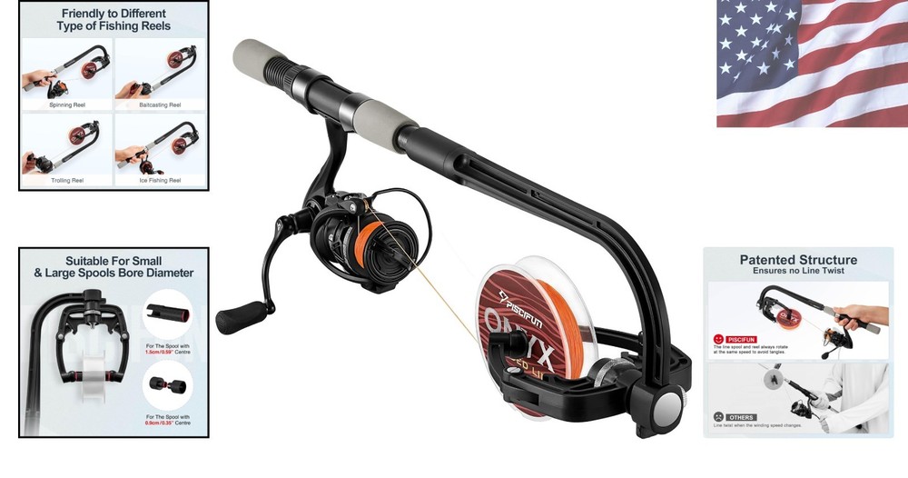 Spooling Station System for Fishing Line - Compact Holder with Adjustable Width