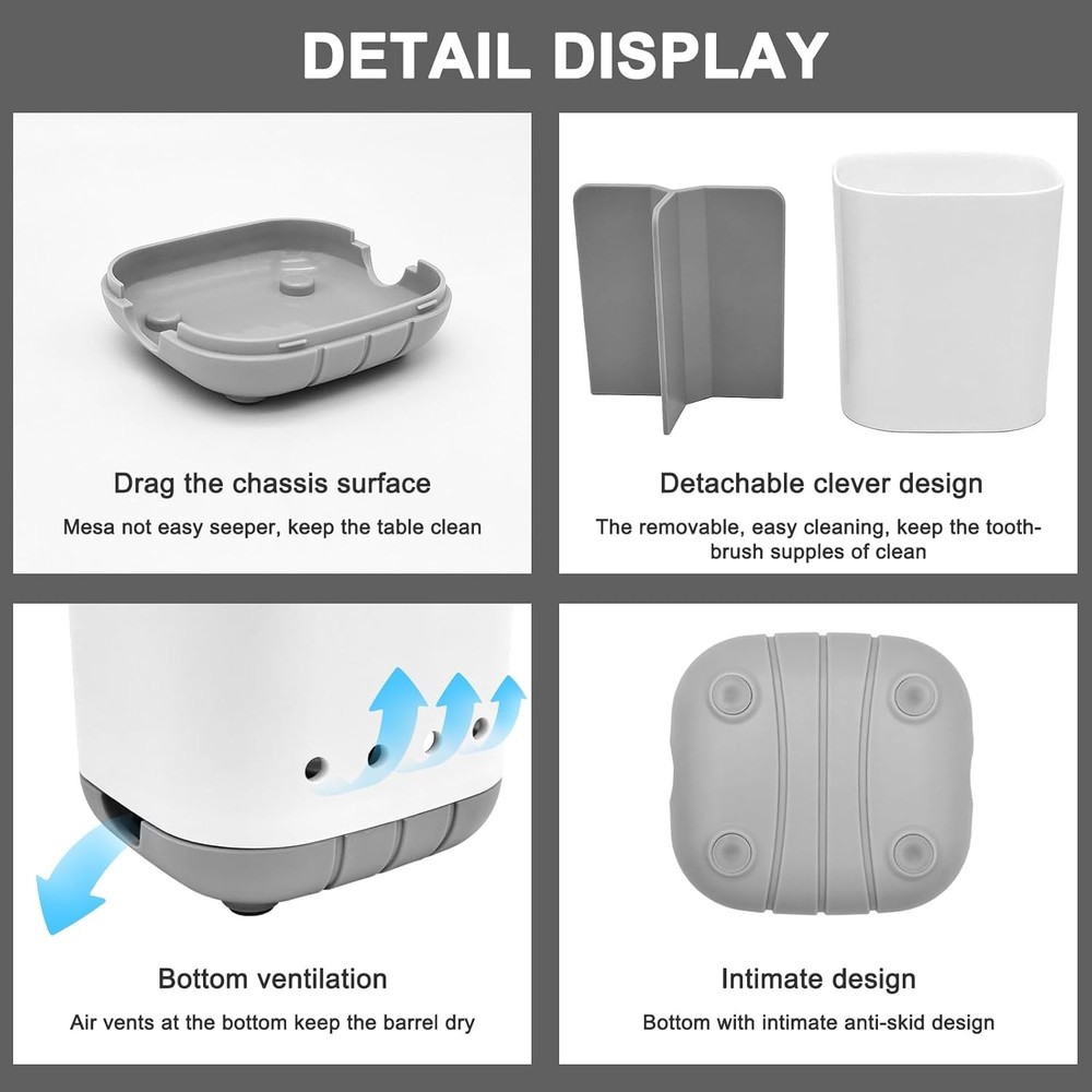 Toothbrush Holder Bathroom,Plastic Detachable Easy Cleaning Multi-Functional