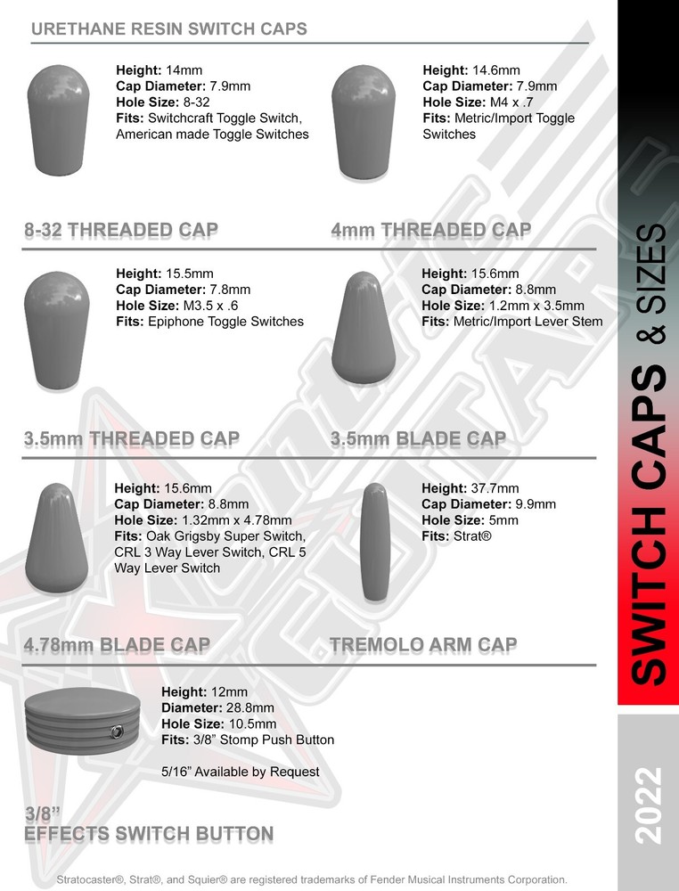 Xentric Guitars - IGNITE GEN1 Series Resin Guitar Knobs & Switch Caps