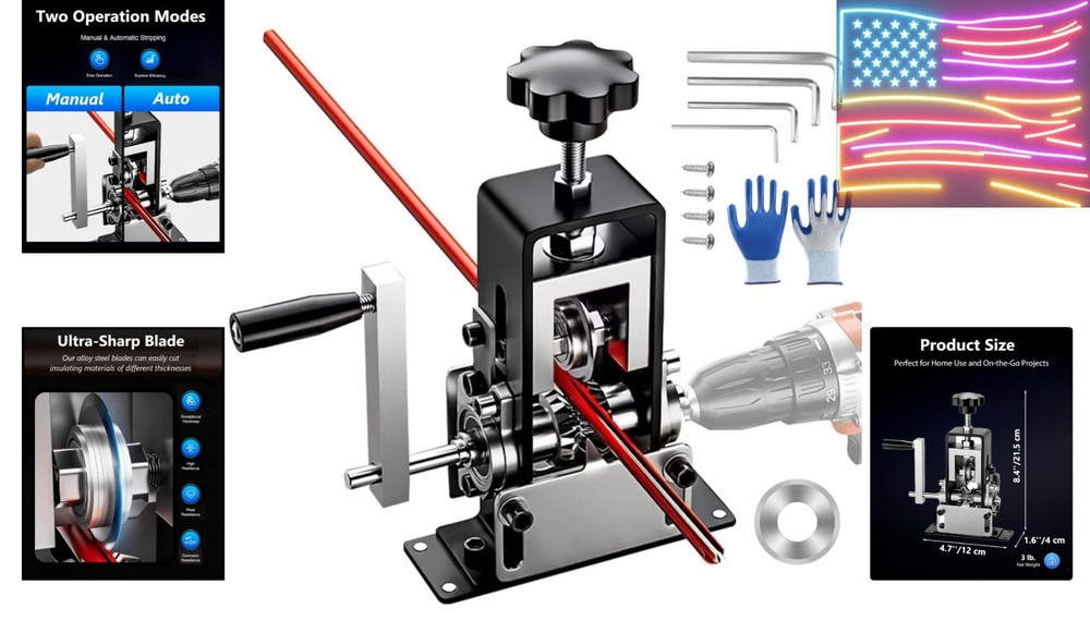 Drill-Powered Wire Stripper Machine 0.06"-1" for Scrap Copper Cable