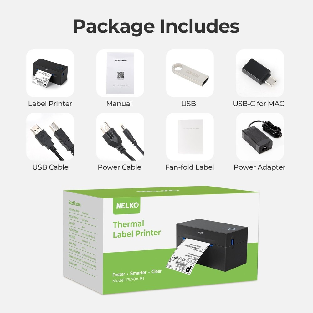 Nelko Bluetooth Thermal Shipping Label Printer, Wireless 4x6 Label Printer